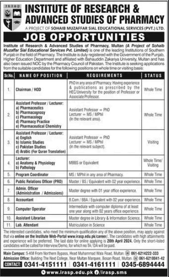 Jobs in Pharmacy in Multan 2024